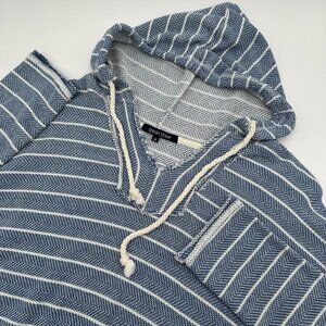Ocean Drive Women's Stripe Printed Texture Knit Baja Beach Hoodie, Size‎ M, Blue